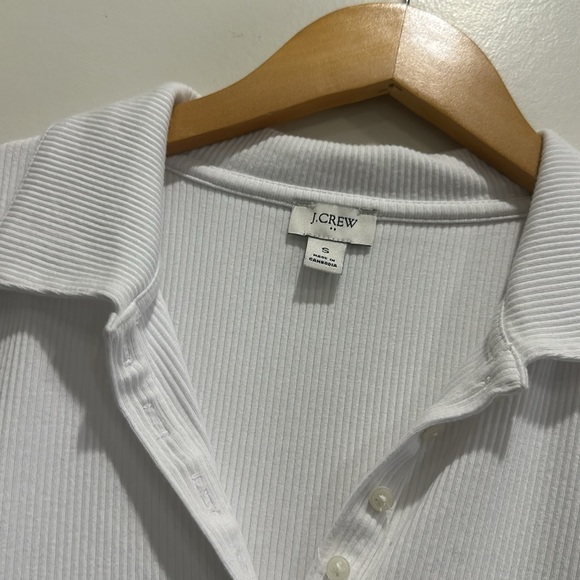 J crew White ribbed polo tee - Picture 5 of 8